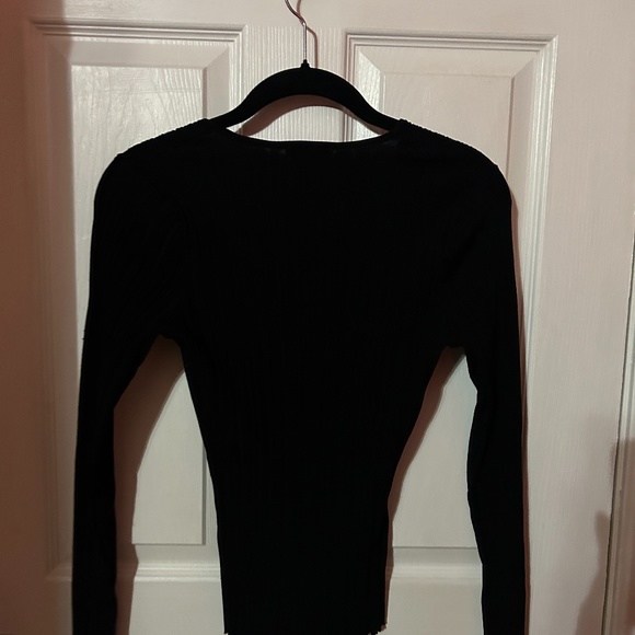 H&M NWOT BUSTIER STYLE TOP TRENDY LONG SLEEVE BLACK SIZE SMALL US EU S NEW TAGS - Picture 8 of 13